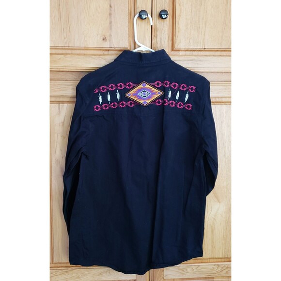 Crazy Cowgirl Womens Size L Black Western Ranch Shirt Embroidered Motif NEW - Picture 2 of 2